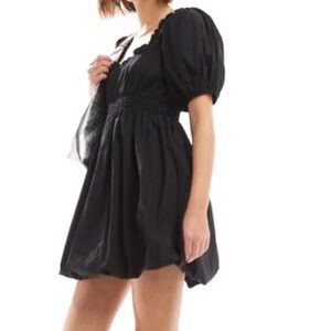 Elegant Black Puff Sleeve Dress